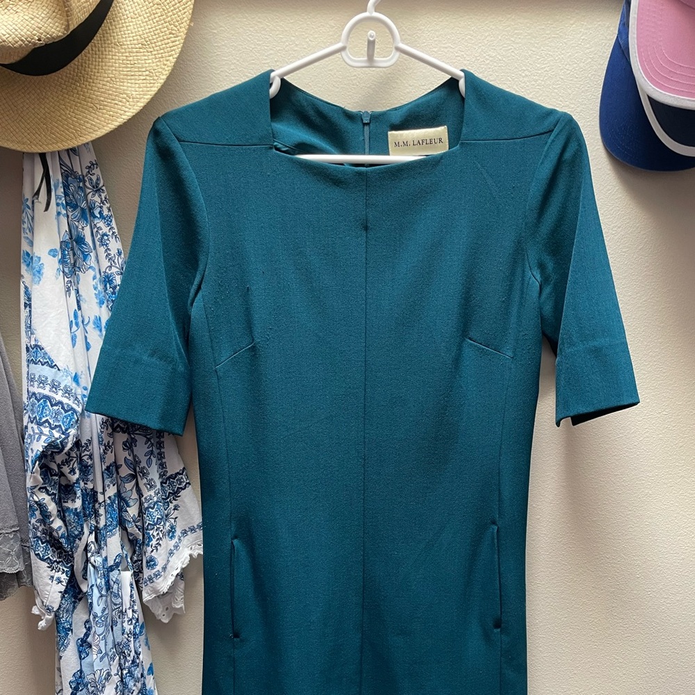 MM LaFleur teal Emily A-line dress